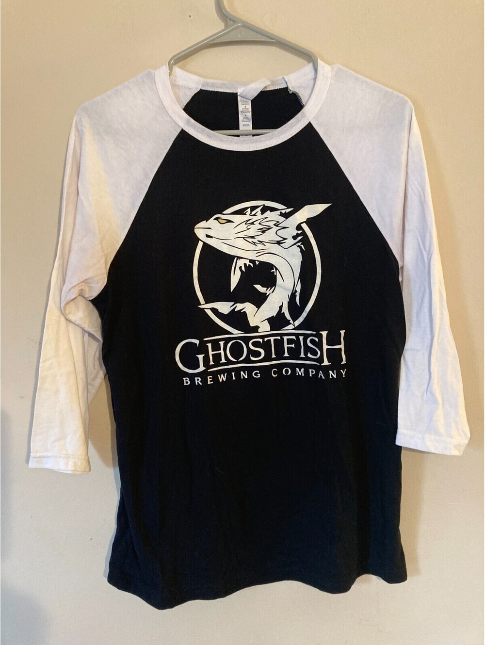 Bella + Canvas GHOSTFISH BREWING CO Long Sleeve Baseball T-Shirt - size M